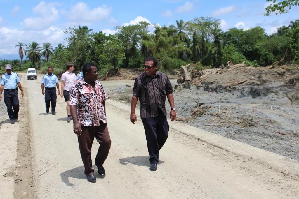 PM Lilo and Dr Sikua on the Balasuna Bridge on Sunday.