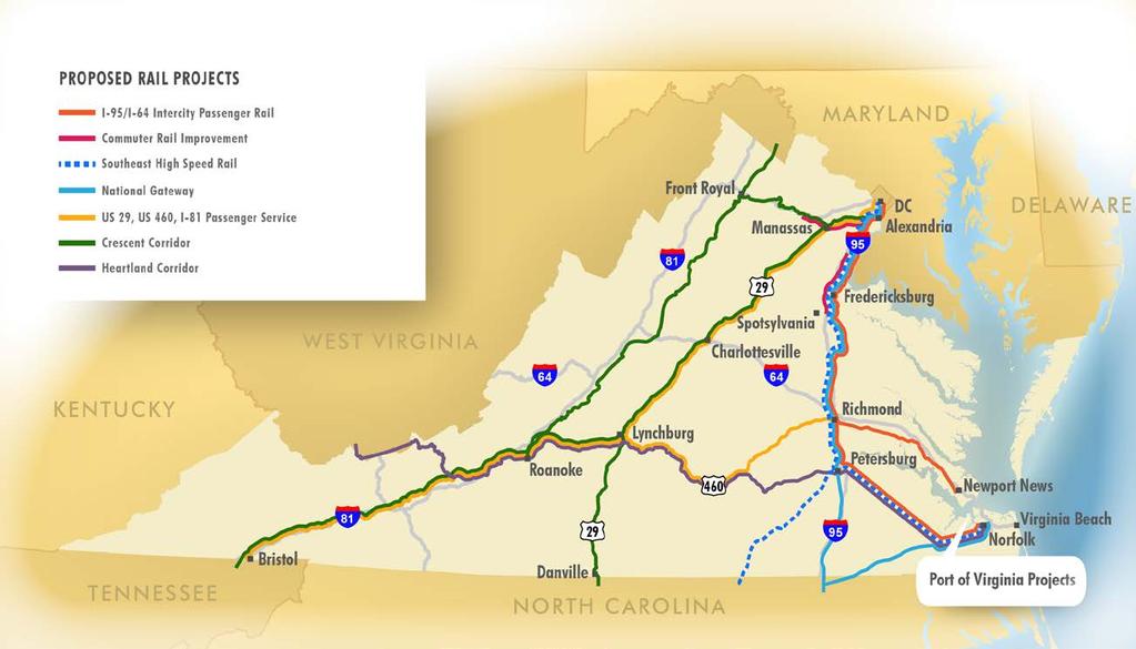 Virginia s Statewide Rail Plan (2013) Part of overall transportation planning framework Supports the VTrans goals