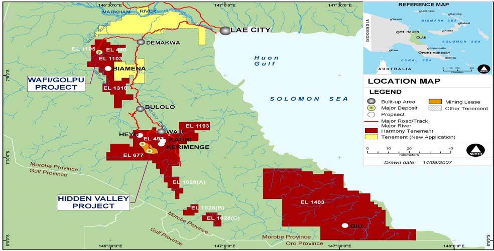 Papua New Guinea - Hidden Valley Production scheduled mid-2009 >250koz Au & 3.6Moz Ag pa 1 st quartile cash costs 14 year mine life Reserves (100%) (1) 2.89 Moz Au & 43.
