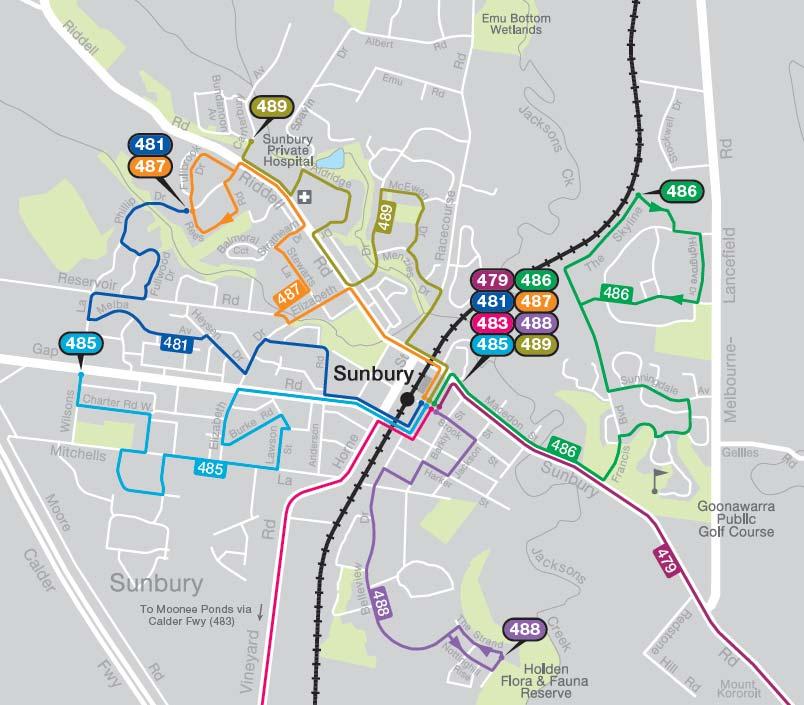 3.4 Public Transport Network The following public transport infrastructure is located in the vicinity of the : > Sunbury Railway Station is located to the north-west near the existing Sunbury Town