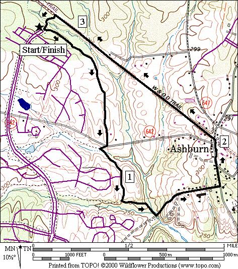 Ashburn Park Distance: ating: 3.2 miles II; paved trails with short segments on gravel & paved road; mostly sunny and flat 0.0 from the park; cross Claiborne Pkwy to the trail head directly across 0.