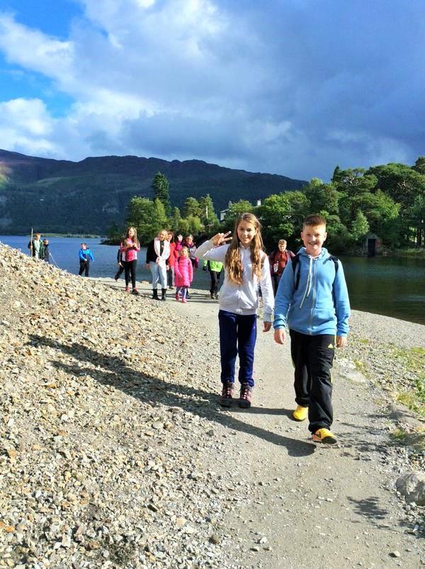 Here are some of the pupils on the lake shore path.