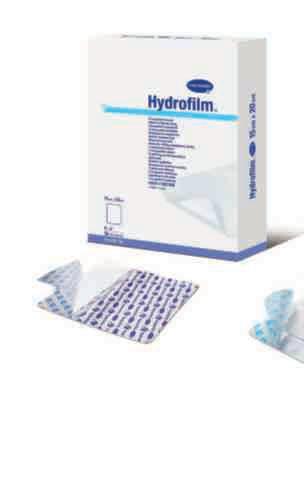 Hydrofilm Plus Self-adhesive film dressing with absorbent pad Skin friendly Easy application while wearing gloves Rounded corners reduce potential roll-up and extend wear time Highly breathable