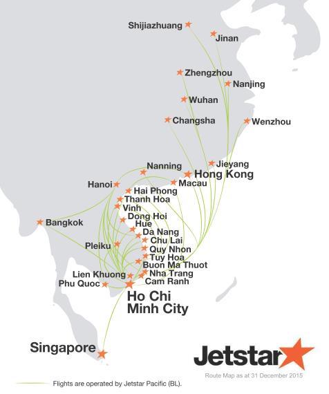 Jetstar Pacific (Vietnam) Strong growth in network with fleet increase to 12 aircraft Domestic: 6 new routes plus additional frequencies International: Hong Kong added, expansion of Chinese charter