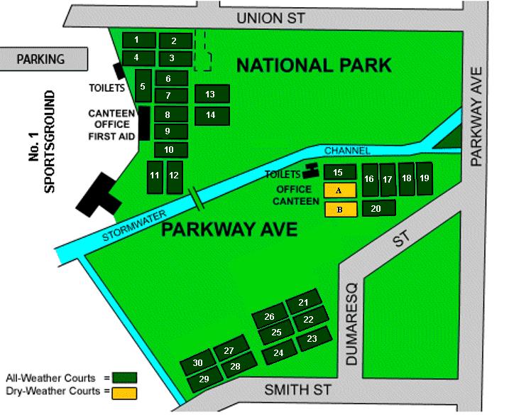 VIP Parking First Aid Court Layout - Newcastle Netball Association C2C / Athlete s Foot Team Tent Area