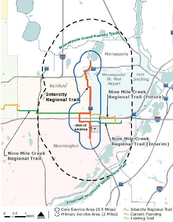 Figure 3: Intercity Regional Trail Core and Primary Service Areas 3.