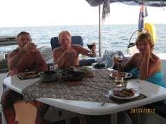 After leaving Rovinj in Croatia, we had to motor (and sail) most of the way across to Venice, with a lovely meal cooked by Robyn after complaints from the Captain about liquid dinners (cup of tea and