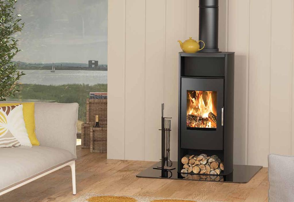 Phoenix 8kW Woodburning Stove With a large viewing window and contemporary