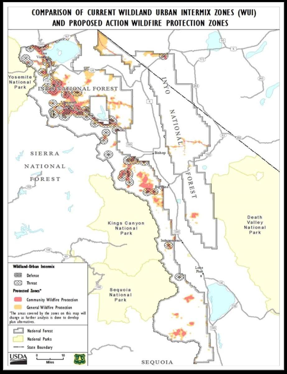 Comparison of current wildland urban intermix (WUI) zones and