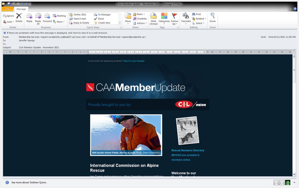 CAA Member E-Newsletter v 9 issues per year.