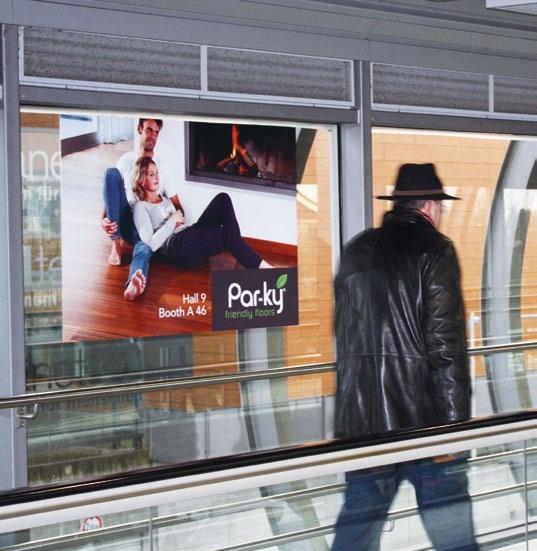 Skywalk advertising Many exhibitors and visitors use the southern and western Skywalks every day, as these represent an ideal, weatherproof way to reach the heavily frequented entrance gates from the