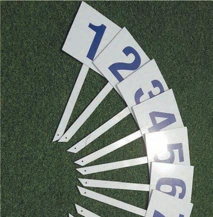 White powder coated, with numbers.
