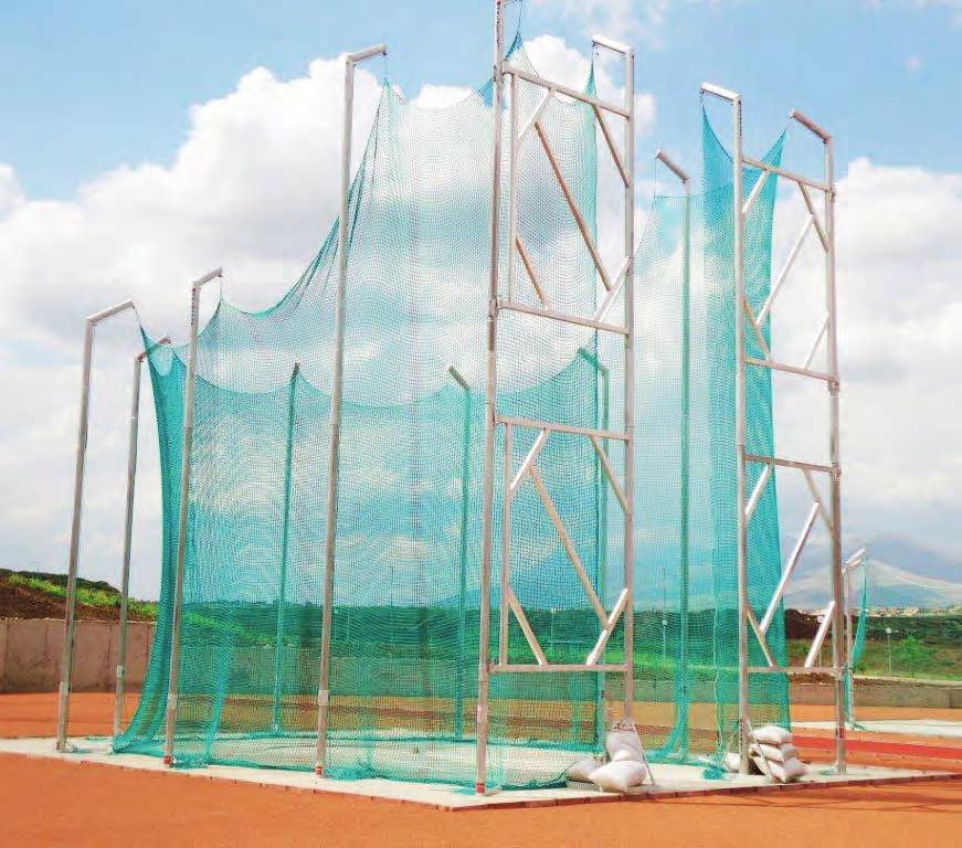 Competition Aluminium Discus And Hammer Cage 7/10 M The competition aluminium discus and hammer cage is made from extra sturdy aluminium profiles. The profile measures a cross section of 120x100 mm.