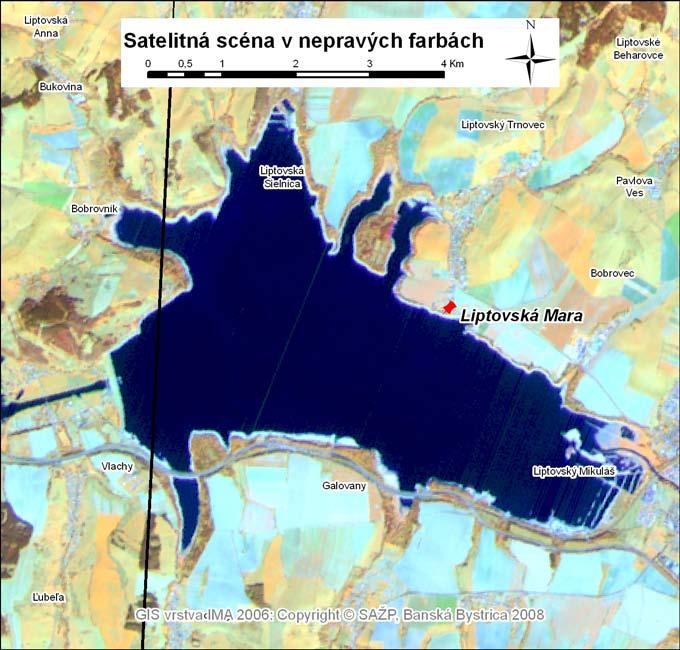Mapa 4: Satelitná snímka vody určenej na