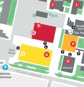 External Changing Rooms Student car park Taxi drop-off Reception & Student Information Desk Gateway Campus Centre: