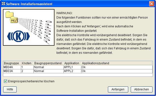 Programin s įrangos instaliavimo langas Baugruppe (Konstrukcin grup ) Konstrukcin s grup s pavadinimas, kuris buvo nuskaitytas iš esamo projekto. Knoten (Mazgas) Konstrukcin s grup s mazgo numeris.