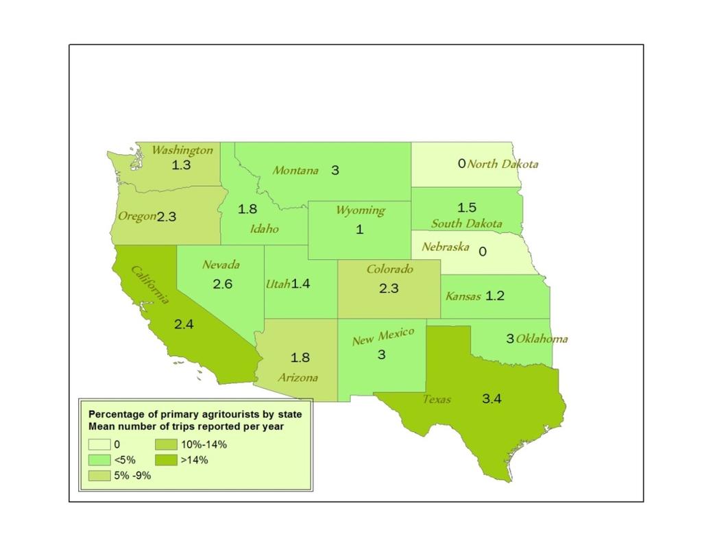 Agritourists in the West According to the 2012 USDA Ag Census, agritourism operators reported $704 million in revenues.
