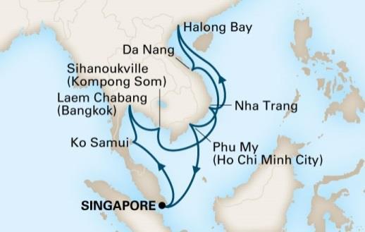 0:00-1:00 At Sea Hong Kong 07:00 Hong Kong 1-Day Thailand & Singapore to