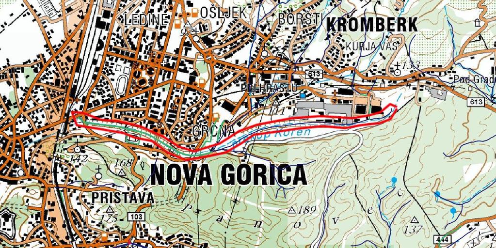 Primorani so ga bili kanalizirati. V območju Gorice, v Italiji je zarezal globoko skozi soški prod v konglomerat, v Novi Gorici imamo torej ilovnat teren (Melik A., 1960).