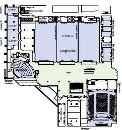 Hall plan and zoning Exhibition floor 1,250sqm space up to 100 exhibitors 3-4 Meeting rooms Speaker VIP Press Foyer
