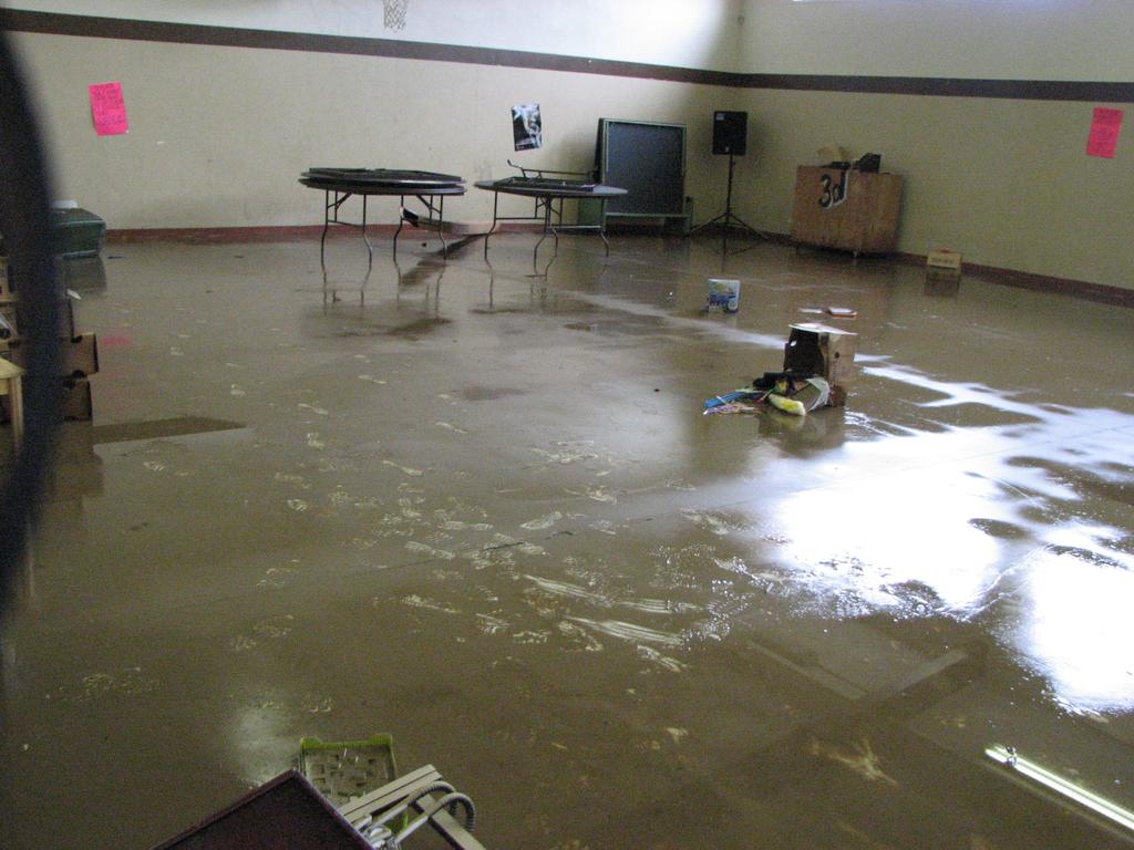 Tribal Gym flooded (you can see the water