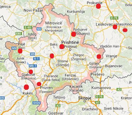 13 Map 1: Location of producers of clay-based building materials in Kosovo and the region V.