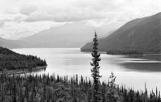 issue 38 - page 6 view of Muncho Lake and the surrounding mountains.