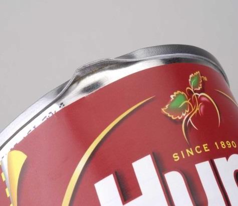 CANS Look for these red-flag indicators of a bad can Squeezed Lid Seam Dispose of cans