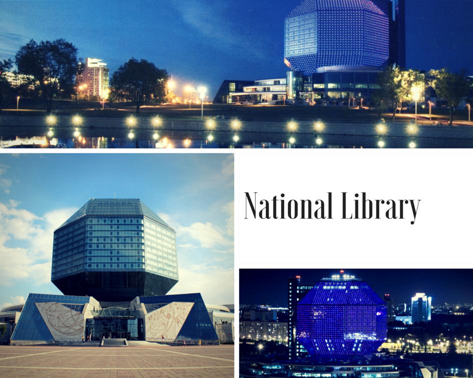 National Library is famous for its unusual shape it looks like a huge diamond.