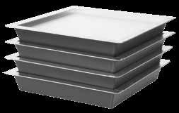 375 inch clearance between pans Can be stacked dozens high Stacks are stable for easier carrying Ideal for