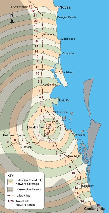 Brisbane Context Sunshine Coast 300,000 Caboolture & Redcliffe 340,000 Brisbane 1,000,000 Redlands & Logan TransLink South East Queensland (SEQ) network spans a distance of 200