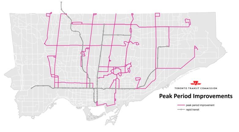 3. Relieve peak crowding Fall: will add more buses to 23 routes in 27 periods of operation that exceed the TTC crowding standard to immediately reduce wait times and crowding levels on