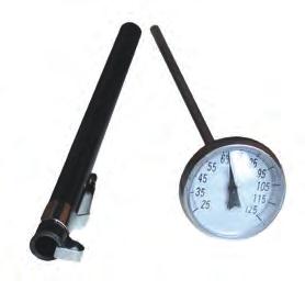 Thermometers / Tools Probe Thermometers Thermometers feature 5" long stainless steel probes. Temperatures are shown on a dial display.