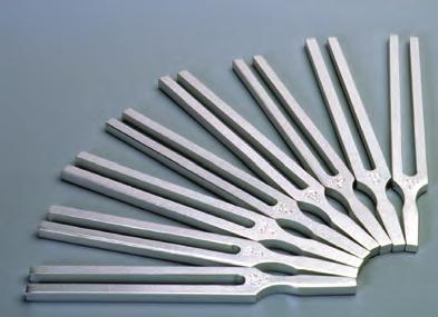 Each tuning fork has a specific place in the foam lining die-cut for easy storage.