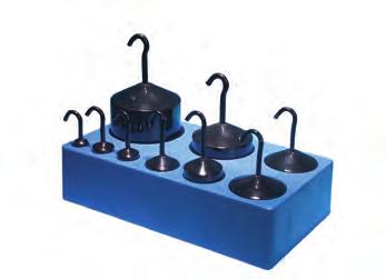 Hooked Weight Sets, Stainless Steel Individually calibrated weights made of high quality stainless steel. Both sets come with a sturdy plastic storage block.
