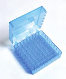 Cryo storage boxes are designed for storage of samples as low as -90 C. Hold both internal and external threaded cryogenic vials as well as storage vials.
