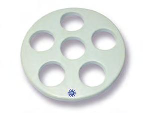 Dishes Desiccator Plates with Small Holes, Porcelain Plates include numerous 5mm diameter perforations. Also includes large hole in center. Glazed on one side.