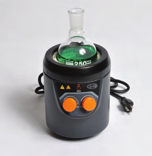 Heating Equipment HMS1500 series Mantles feature stirring capability (50 750 RPM). Heating and stirring functions are independently controlled by 2 separate knobs.