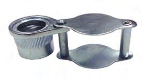 Double magnifier includes two lenses for 10x magnification.