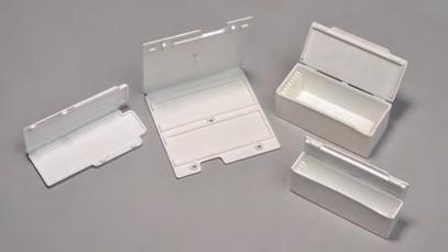 Microscopy Microscope Slide Mailers, PP These white polypropylene slide mailers include hinged covers and molded-in dividers to securely hold 3" x 1" microscope slides.