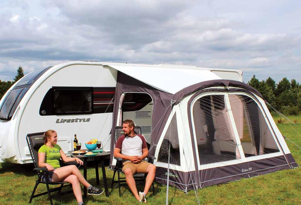 ELAN 340 CARAVAN // PORCH AWNING...Classic Weekender The perfect choice for small families looking for a lightweight air-framed awning to complement their caravan.