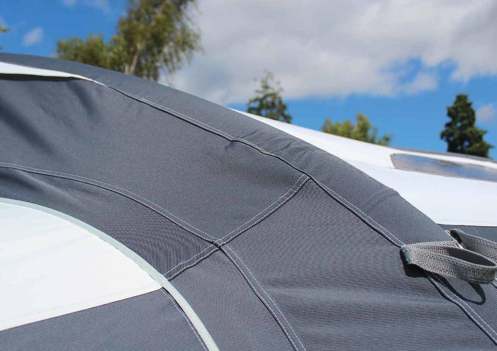 Quality & choice in fabrics... 480HDE - (6000 Hydrostatic Head) The double rip-stop in the 480HDE fabric ensures the optimum strength to weight ratio of any awning fabric.