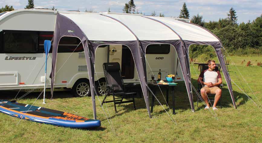 SUMMER CANOPY CARAVAN / MOTORHOME Main Features 180 HDE Fabric with UV block coating 4000mm Hydrostatic head Steel legs and fibrglass roof poles Fully taped waterproof seams throughout Adjustable