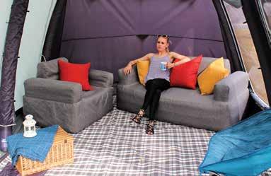 Available in the range are both single and double inflatable sofas and an inflatable footrest.