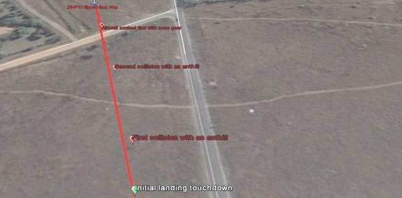 1.12 Wreckage and Impact Information 1.12.1 The aircraft accident occurred on a short final during landing approach for Runway 35 at a distance of approximately 550 m at an angle 120 degrees from the threshold.