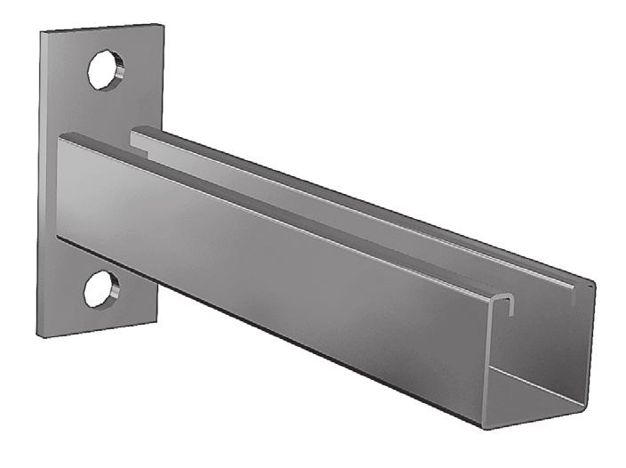 5 /8 " Holes 9 /6 " Dia. Standard Square Channel ( 5 /8 " x 5 /8 " ) 2 Gauge Single Strut Bracket A Uniform Load* (Lbs) Conc. Load* at End (Lbs) 2" 600 25 8" 400 65 * Mounted on 2 Ga.