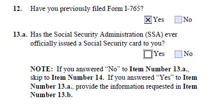 Form I-765: Page 2 Item 12. Enter Yes because you completed the I-765 when you applied for postcompletion OPT.