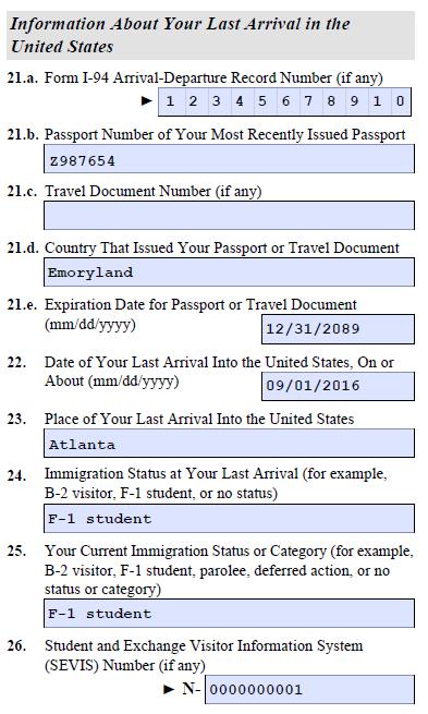 Form I-765: Page 3 Item 21.a. Enter your current I- 94 number here. Retrieve your most current I-94 at https://i94.cbp.dhs.