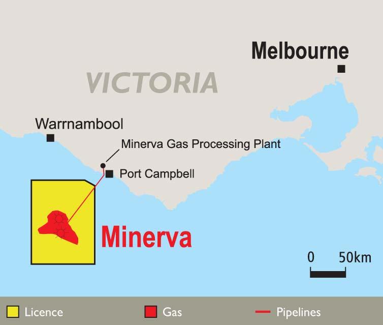 Minerva, Victoria Gas and condensate First production January 2005 Two subsea wells,