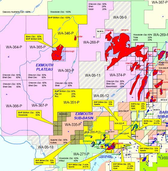 Exmouth Exploration Opportunities Exmouth Basin (close to BHP Billiton operated oil assets in operation and development phase) Exmouth